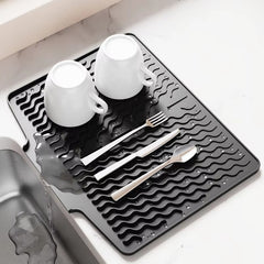 Premium Silicone Sink Drying Mat With Drain Spout