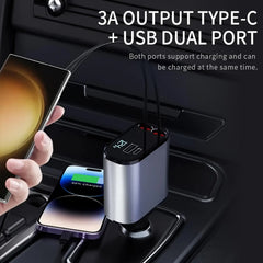 4 In 1 Car Charger 120W Retractable Design