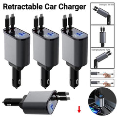 4 In 1 Car Charger 120W Retractable Design