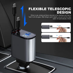 4 In 1 Car Charger 120W Retractable Design