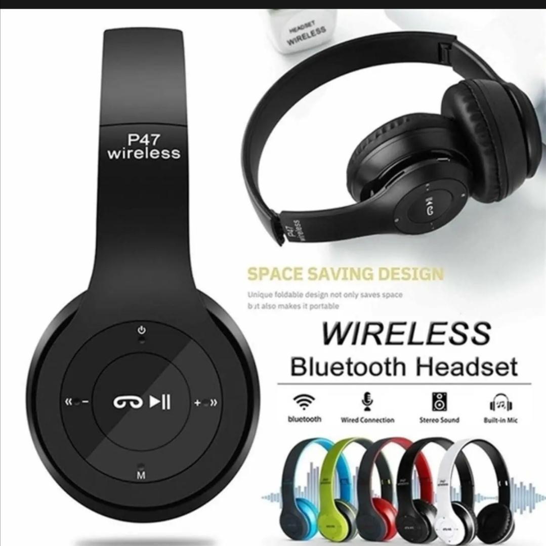 P47 Wireless Bluetooth On-Ear Headphones with Microphone